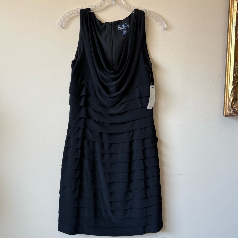 American Living Black Sheath Midi Dress Cowl Neck Cocktail